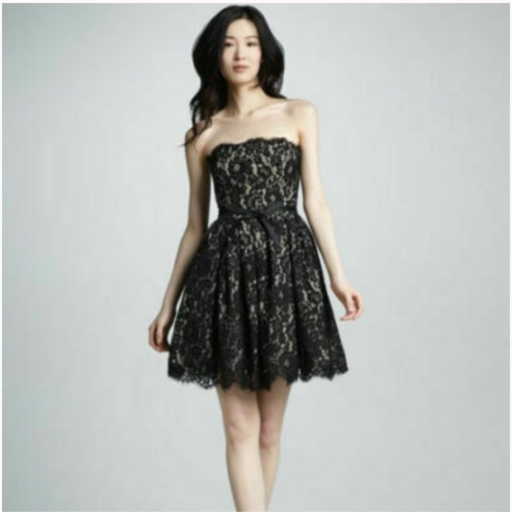 Gorgeous Robert Rodriguez Strapless Black  Lace Party Dress